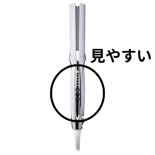 プロモデル 「リファストレートアイロンプロ(RE-BM02A)」では、温度や電源の表示画面(インジケーター)がより見やすく改良